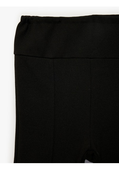 Koton Viskon Karışımlı Slim Fit İspanyol Paça Tayt Siyah 7wkg40172ak