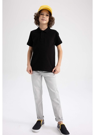 Defacto K1689a6 Erkek Çocuk Polo Yaka T-shirt K1689A6-R4306 Siyah