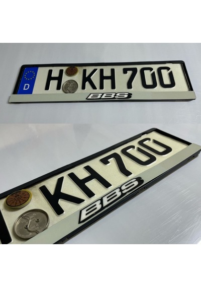 Dekor Araç Plakalığı ''bbs Grı "desenli Oto Plakalık Plastik 2 Adet