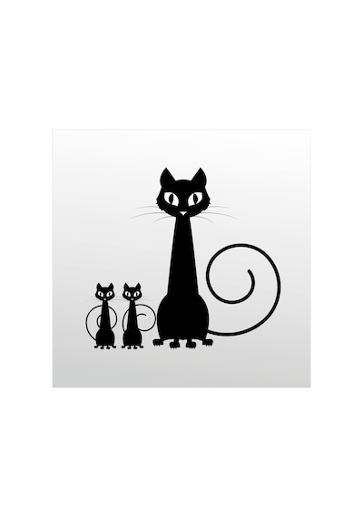 Folyo Sticker Aile Kedisi 60cm Uzunluk Siyah