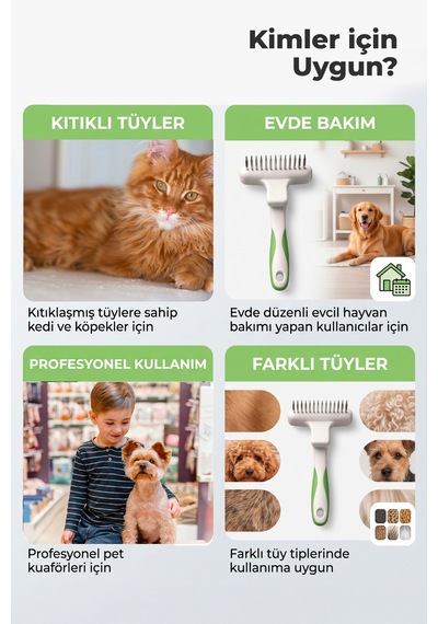 Andis Kıtık Açıcı Kedi Ve Köpek Tüy Altı Tarağı - Dökülen Ve Kürkün İçinde Kalan Tüyleri Toplar