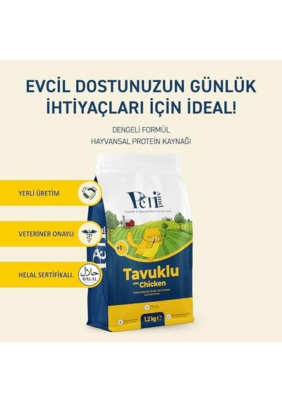 Kuru Yetişkin Kedi Sı - Besleyici Vitamin İlaveli Tam Ve Dengeli 1,2 Kg, Tavuk 100 G