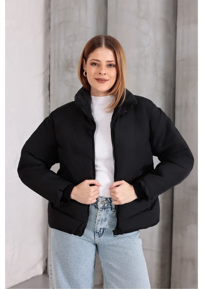 Blayn Jeans Kadın Kapüşonsuz Şişme Mont Siyah