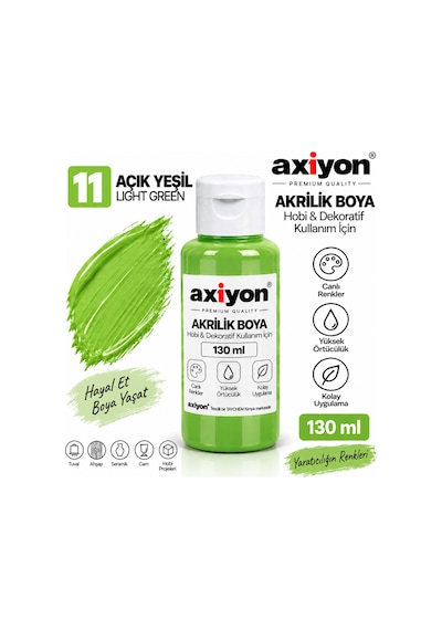 Axiyon Art Akrilik Boya 130 Ml Açık Yeşil 2'li Paket Su Bazlı Hobi Ve Dekoratif Boya