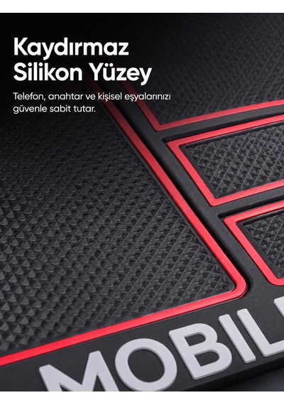 Çok Bölmeli Araç İçi Organizer Mat Kaydırmaz Silikon Telefon Tutuculu Tasarım
