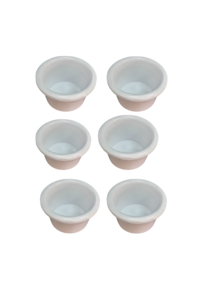 6 Lı Küçük Yuvarlak Sosluk Melamin, Dayanıklı, 5,5 Cm Derinlik 3 Cm Beyaz