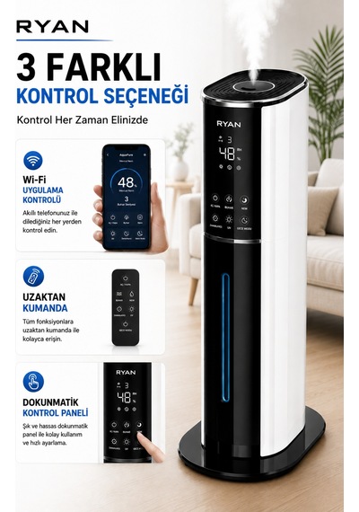 Ultrasonik Hava Nemlendirici 9l Akıllı Buhar Makinesi Nem Sensörlü Aromaterapi Aquapure