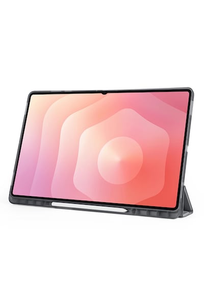 Samsung Galaxy Tab S11 Ultra Uyumlu Kılıf Tri Folding Kalem Bölmeli Katlanabilir Standlı Pu Yumuşak Kapak Kapaklı Kılıf