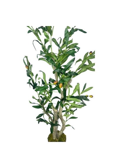 Yapay Çiçek Zeytin Ağacı Doğal Gövdeli Galvaniz Siyah Saksıda 95cm Yapay Ağaç
