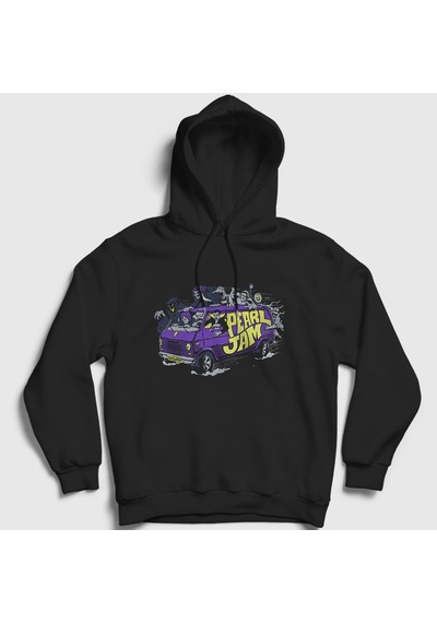 Presmono Unisex Van Pearl Jam Kapüşonlu Sweatshirt Siyah