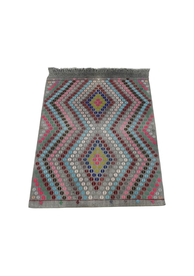Kilim Antik El Dokuma Çumra Yörük Pamuklu Yün Kilimi 0151 - Yeni - Çok Renkli