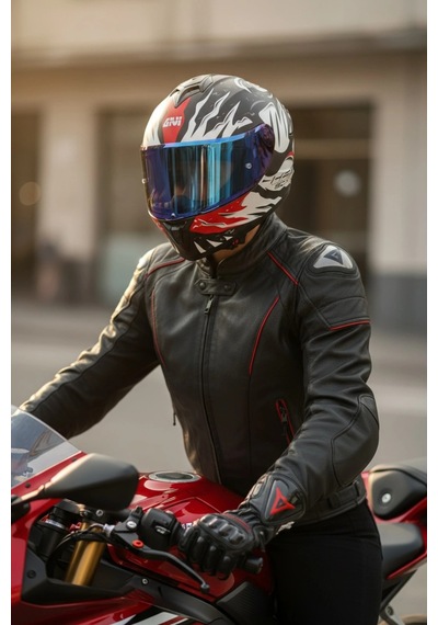Gıvı 50.x Sharkbıte Mat Beyaz  1 Renkli 1 Şeffaf Vizörlü Motosiklet Kask Lacivert Vizör + Şeffaf