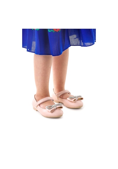 Kiko Kids Papyon Taşlı Cırtlı Kız Çocuk Babet Ayakkabı 254 Cilt Pudra 001