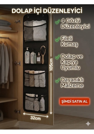 4 Cepli Çok Amaçlı Dolap Içi Düzenleyici Organizer Dolap Içi Düzenleyici Kapı Arkası Askılık Kapı Arkası Organizeri Banyo Düzenleyici Mutfak Siyah