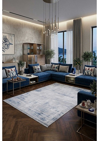Alya Modern Tasarım Makine Halısı 20440 Mavi