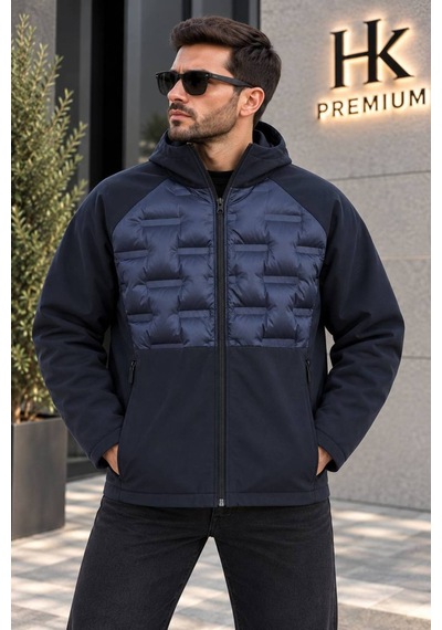 Hk Premium Erkek Parmak Baskı Kapitone %100 Polyester Hibrit Softshell Kapüşonlu Şişme Mont Lacivert Hk Premium Erkek Parmak Baskı Kapitone %100 Polyester Hibrit Softshell Kapüşonlu Şişme Mont Lacivert