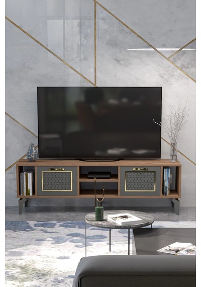 Linya Gold Tv Sehpası Kahverengi Çok Renkli