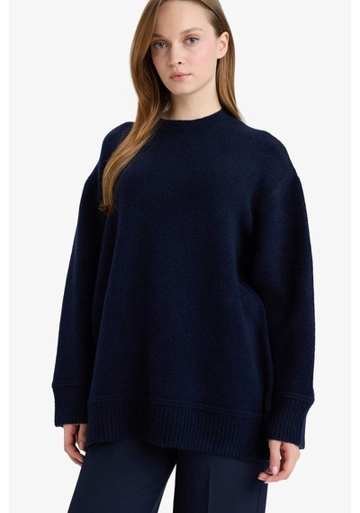 Defacto Loose Fit Bisiklet Yaka Triko Kazak Tunik G7239ax25cwnv207 Lacivert-nv207