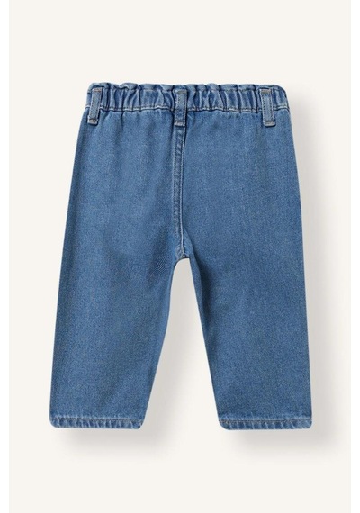 Defacto %100 Pamuk Çiçek Nakışlı Beli Lastikli Baggy Fit Jean Pantolon Kız Bebek I5295a526wnnm28 Mavi-nm28