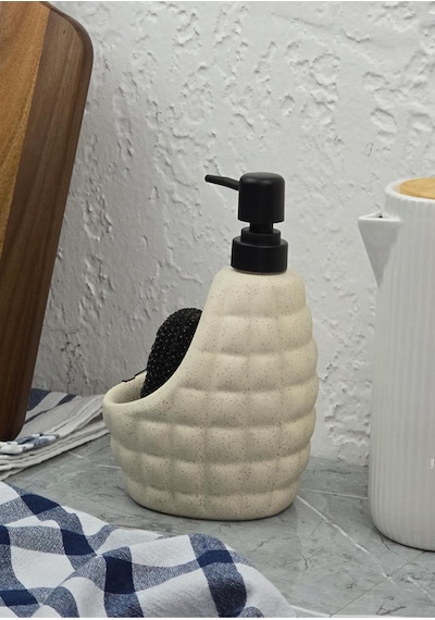 Taş Desenli Sıvı Sabunluk - Sünger Hazneli Mutfak Sabunluğu - 700 Ml - Baklava Desen -