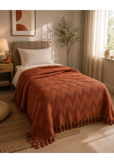 Kapreo Home Oceanwave Çok Amaçlı Örtü 170 X 200 Kiremit