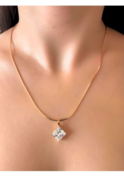 Shesra Vıp Seri Taşlı Gold Renk Kolye - Gold