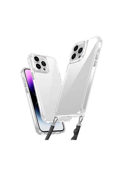 Apple Uyumlu iPhone 14 Pro Kılıf Airbagli Takılabilir Askı Aparatlı Zore Snap Silikon Kapak Şeffaf