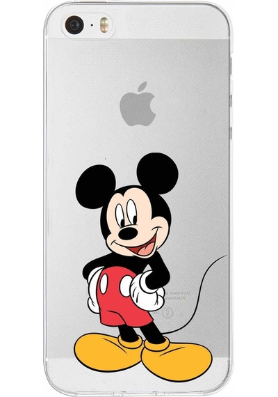 Apple Uyumlu iPhone  5s Kapak Mickey Mouse Tasarımlı Şeffaf Silikon Kılıf Şeffaf