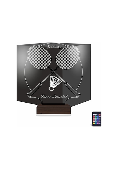 Luvivia Badminton Bedminton Kişiye Özel 3d Lamba - Masa Gece Lambası Şeffaf