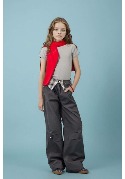 Defacto Baggy Fıt Poplin Pantolon Kız Çocuk H1951a826smar213 Antrasit-ar213