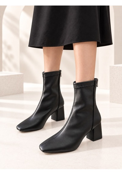 Dabab Shoes Azra Kadın Siyah Streç Cilt Kare Burun Arka Fermuarlı 6 Cm Kalın Topuklu Bot Bootie Dabab Shoes Azra Kadın Siyah Streç Cilt Kare Burun Arka Fermuarlı 6 Cm Kalın Topuklu Bot Bootie