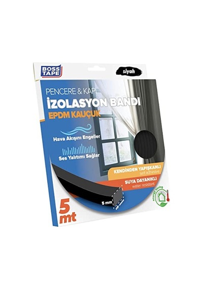 Epdm Kauçuk Pencere Kapi Izolasyon Bandi, 5mm X 15mm X 5mt Boyut, Siyah 0.05 M