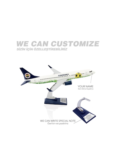 Zekupp Boeing 737-800 1/100 Ölçek Fenerbahçe Lisanslı Stadyum Tasarım Maket Uçak