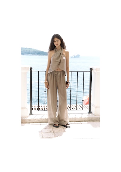Mai Collection Mai Studios Co. Cadhas Boyundan Bağlamalı Haki Crop Pantolon Takım Haki