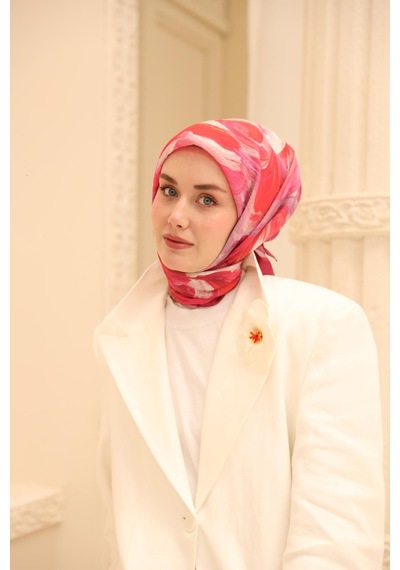Silk Home Olinda İpek Eşarp 47001-07 Fuşya, Gri, Pembe, Mercan, Mor