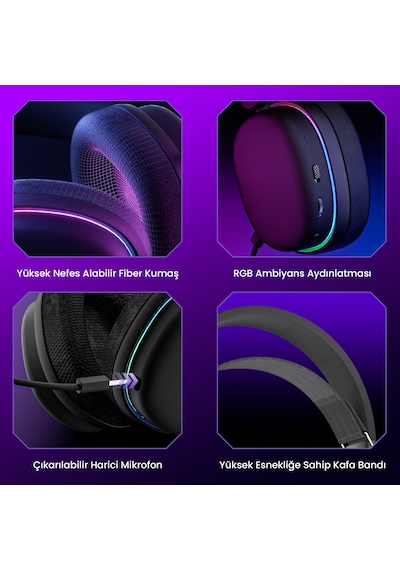 Aula G7 Tri Mode Bluetooth 5.4 Gaming Mikrofonlu Kulak Üstü Oyuncu Kulaklığı