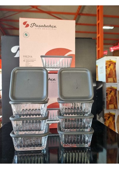 Paşabahçe 530236 - Frezya Gri Kapaklı 8'li Kase 225 Cc Şeffaf