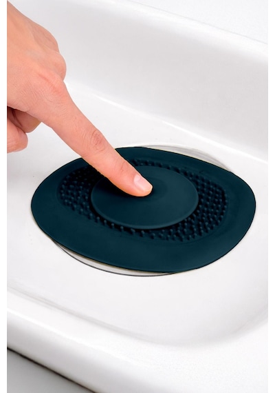 Koyu Mavi Gider Koku Önleyici Kademeli Silikon Lavabo Tıkacı Banyo Mutfak 10x10.5 Cm