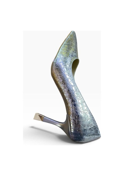 By Doğanrenas Kadın İnce Topuk Çatlak Rugan Suni Deri Stiletto Gümüş - 942587474 Gümüş