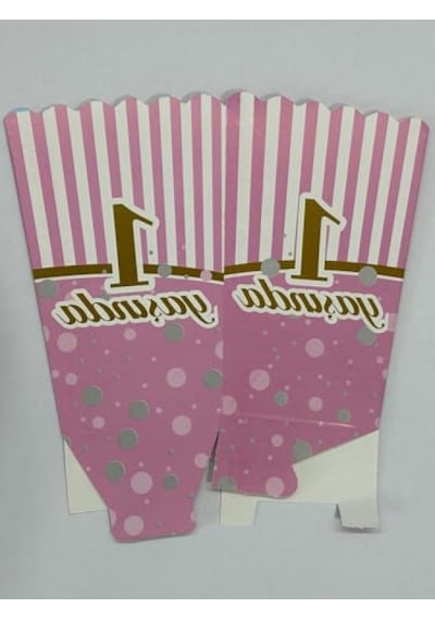 1 Yaş Doğum Günü İçin Pembe Popcorn Kutuları, 8 Adet, Şık Tasarım