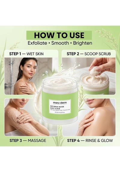 Maruderm Pirinç Suyu Vücut Peelingi Aha & Hyalüronik Asit İle Arındırıcı Ve Yoğun Nemlendirici Peeling, Shea Yağı İle, 250 Ml