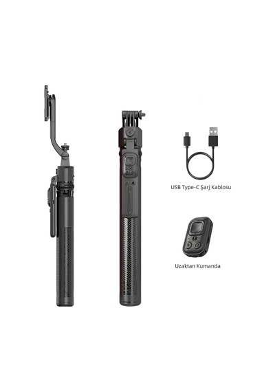 Profesyonel Tripod Ve Selfie Çubuğu, 360 Yapay Zeka Yüz Takibi, Aı Hareketle Komut, 1/4 Vidalı, Canlı Yayın, Vlog, Fotoğraf, Uzaktan Kumandalı,160cm C17