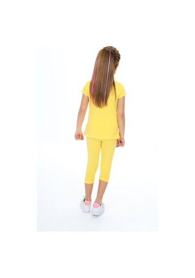 Toontoy Kids Toontoy Kız Çocuk Varaklı Kalp Baskılı Kaprili Takım Koyu Sarı