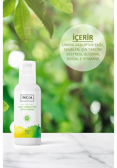 INCIA %100 Doğal Koruyucu Vücut Losyonu Sprey Yenidoğan Bebek Çocuk İçin Limon Okaliptus Vegan 100 ml