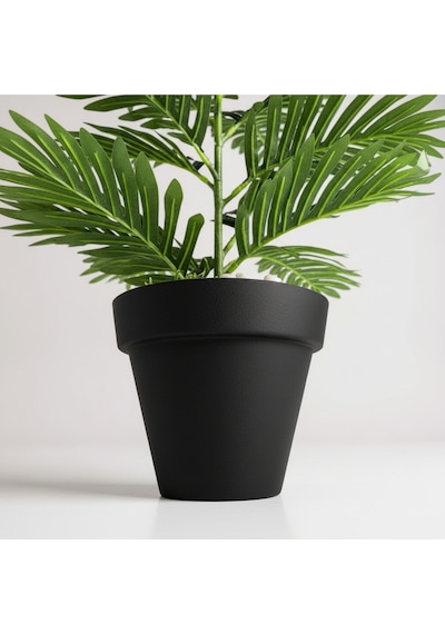 100 Cm Yapay Areca Palmiyesi Premium Dekoratif İç Mekan Bitkisi Siyah Plastik Saksı Yeşil