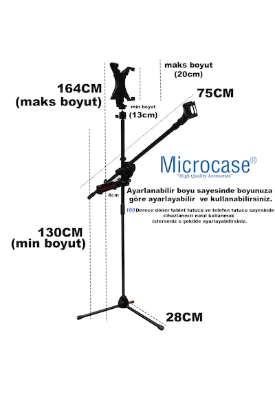 7in1 Set Mikrofontablet Ve Telefon Tutuculu Mikrofon Stand Al4533