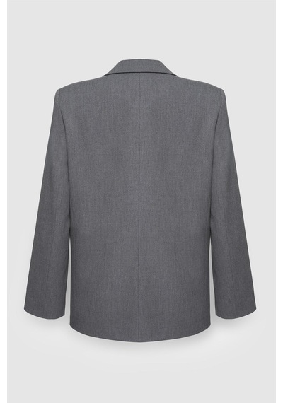 Thalure Kadın Antrasit Tek Düğmeli Oversize Blazer