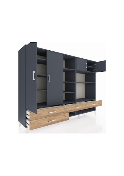 Hyperion Dolap 12 Raflı 4 Çekmeceli 4 Kapaklı 220x44x163 Antrasit Antrasit-antrasit/çam Hyperion Dolap 12 Raflı 4 Çekmeceli 4 Kapaklı 220x44x163 Antrasit Antrasit-antrasit/çam