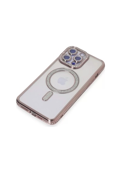 Newface Apple İphone 15 Pro Max Kılıf Joke Simli Magneticsafe Kılıf - Pembe
