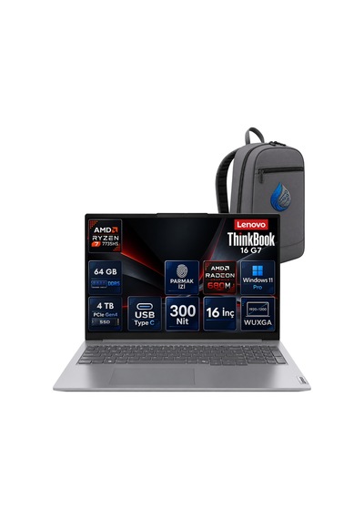 Lenovo ThinkBook 16 G7 ARP 21MW0083TR-RNP24 R7-7735HS 64 GB 4 TB SSD 16" W11P Dizüstü Bilgisayar